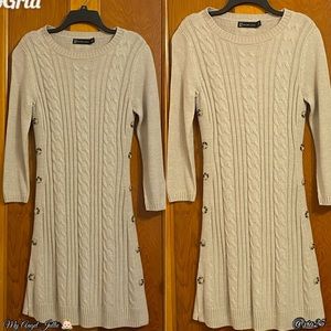 New York & Company Cable-Knit Neck Sweater Dress Size: Medium